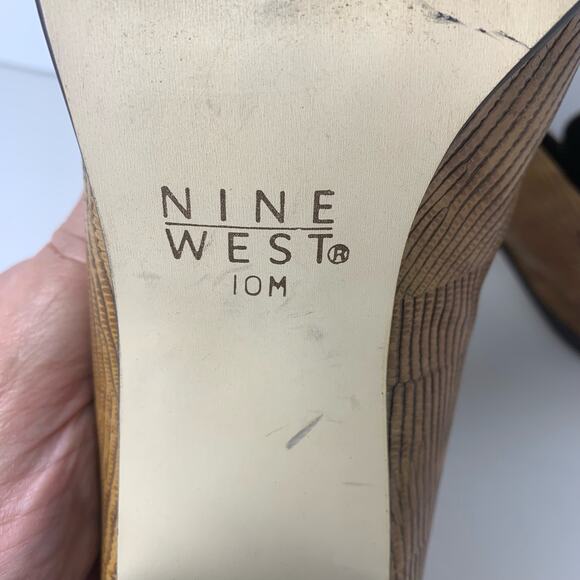 Nine West Y2K Size 10M  Leather Chunky Block Heel Loafers 10M Brown Comfort - Picture 12 of 12